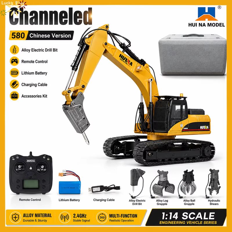 Rc Excavator Hobby - Huina Upgrade 1590 1/14 Excavadora RC