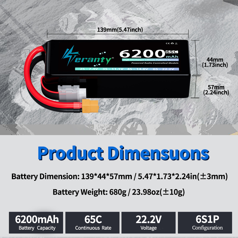Batería Lipo TERANTY 6S de 620 - Rc Hobby Helicopter reseña y precio